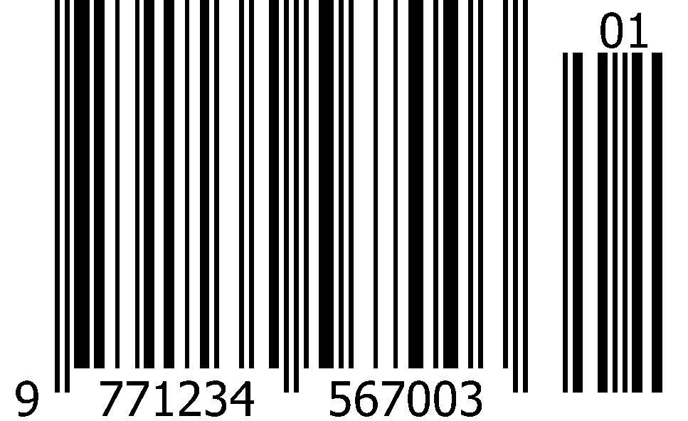 ISSN+2 ean+2 magazine barcode with 2-digit supplements